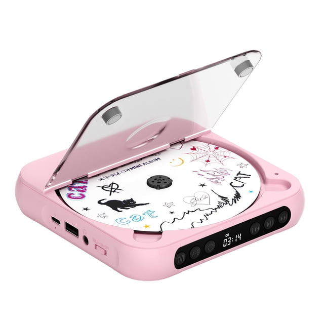 Reproductor de CD ENVYCLOUD Portátil Recargable Bluetooth Rosa