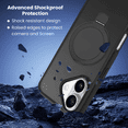 thumbnail image 3 of Entronix Magnetic Phone Case Compatible with iPhone 17 — Translucent Frosted Matte Back Cover with Kickstand, Black, 3 of 5