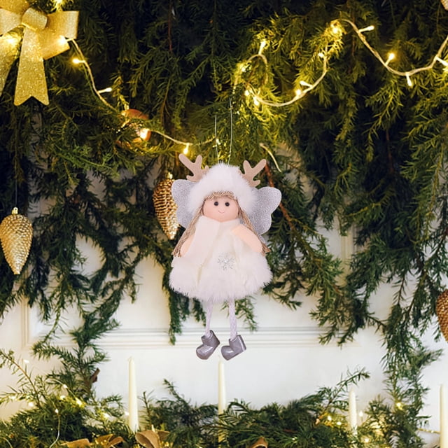pstuiky Colgante de decoración navideña con forma de árbol de Navidad bonito colgante de tela con forma de cuerno de ciervo para niña.