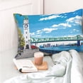 thumbnail image 4 of Salouo Urban Riverside Clock Tower Pattern Pillow Cases,1PC Pillow Covers with Envelope Closure Decorative Pillow Case for Bed Couch,Pillows Not Included-14"x20", 4 of 6