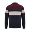 thumbnail image 4 of ohmzyzo Sweaters for Men Full Zip Cardigan Sweaters Casual Cable Knitted Stand Collar Coats Slim Fit Thermal Tops for Men Color Blocked Tops Wine Red L, 4 of 4