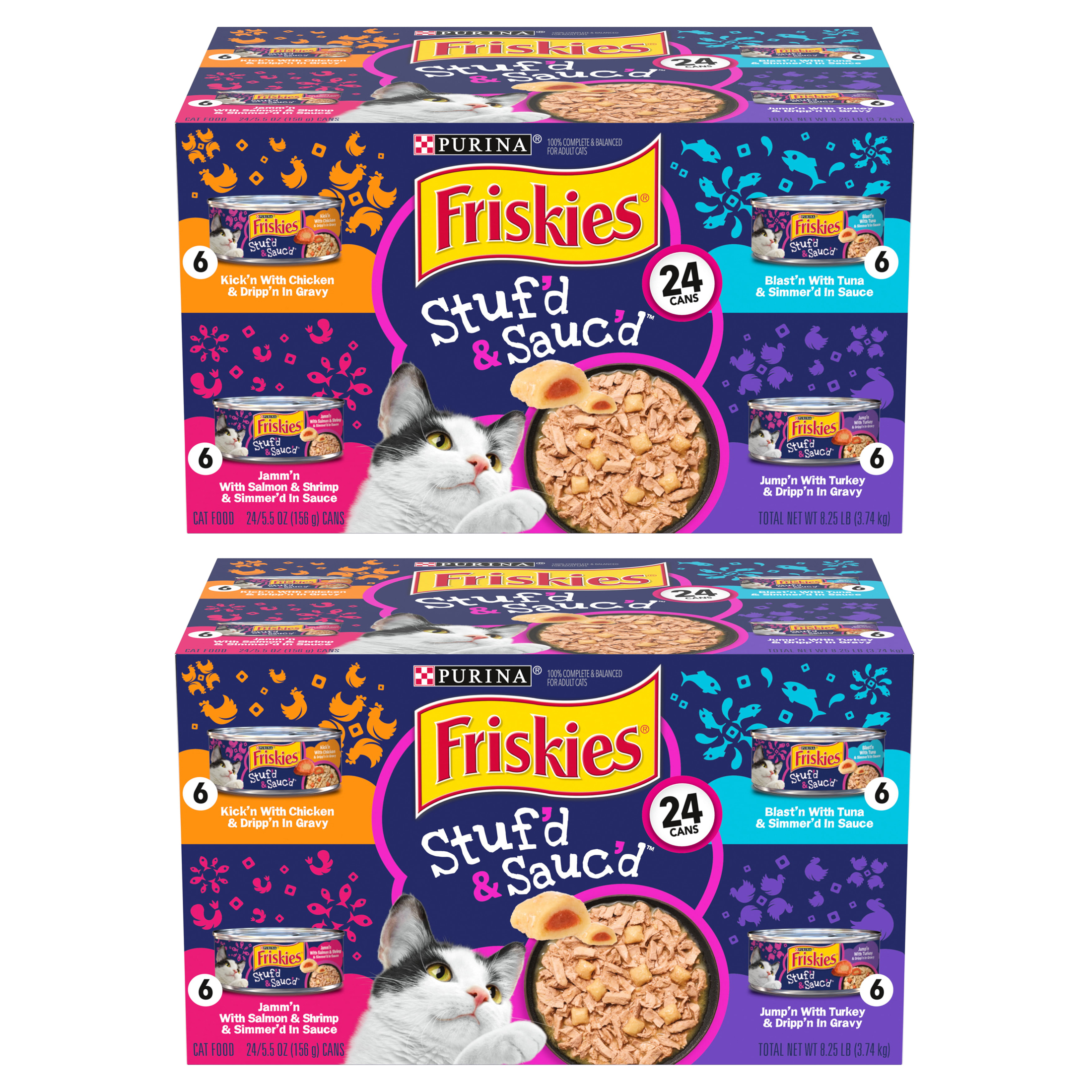 Purina Friskies Stuf'D and Sauc'D Wet Cat Food Veriety Pack, 5.5 oz