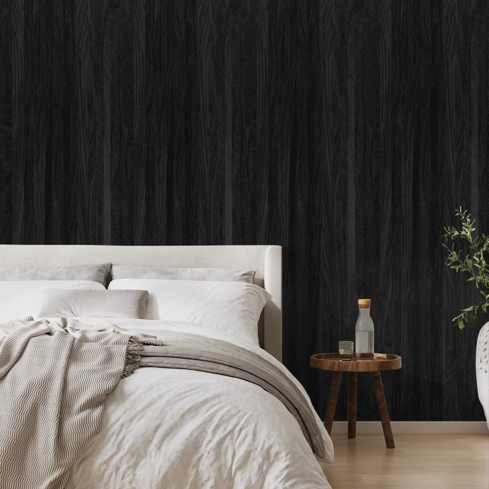 UMIGGEE Distressed Wood Plank Wallpaper Peel and Stick Rustic Wood Grain Pattern Wall Paper 15.7-in x 118-in Removable Self Adhesive Contact Paper Black Shiplap Vinyl Film Home Decorative Wooden Look