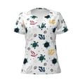 thumbnail image 3 of Naloa Turtles And Corals Print T-Shirts Short Sleeve V Neck Tees for Women Fashion Tops Trendy Lightweight Soft Casual Summer Outfits Clothes, 3 of 5