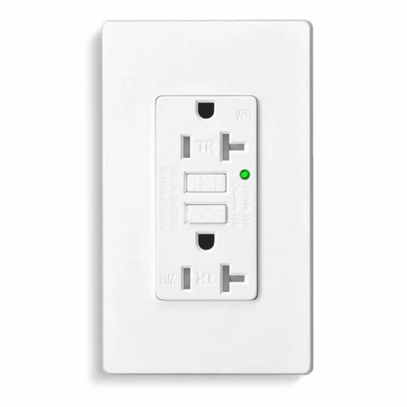 Gfi Gfci Outlet 20 Amp Wall Receptacle Ground Fault Circuit Interrupter W/ Plate
