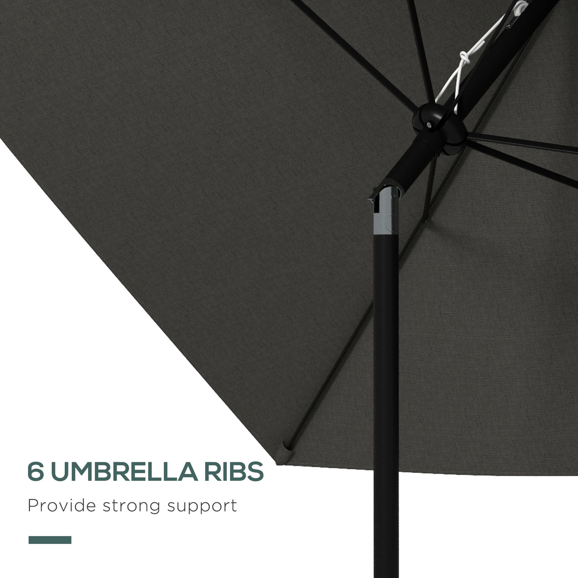Outsunny 6.5' x 10' Rectangular Outdoor Patio Umbrella, Dark Gray Polyester Canopy with Aluminum Frame, Crank & Push-Button Tilt, UV Protection for Garden, Deck and Dining Area