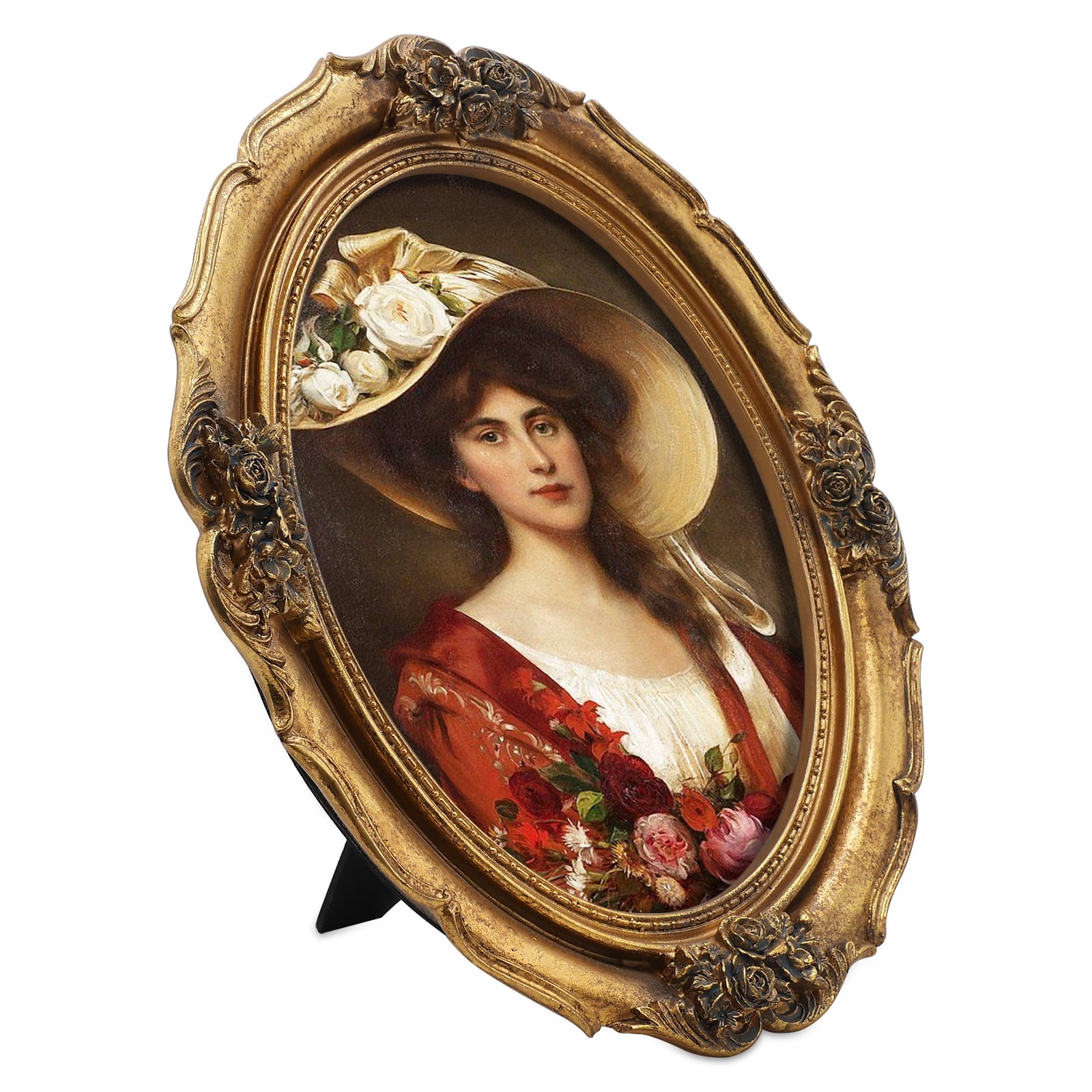 Gold Picture Frames 8x10, Vintage 8x10 Picture Frame for Wall and Tabletop, Oval Antique Style Photo Frames