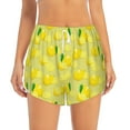 thumbnail image 2 of Balery Bright Lemons Pantalones cortos deportivos para mujer con forro y dos bolsillos, elásticos, para entrenamiento, gimnasio, yoga-X-Large, 2 of 7
