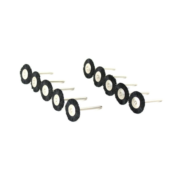 TMAX 10 pc Nylon Plastic Bristle 3/4 Inch Flat Wire Brush with 1/8 Inch Shank for Dremel and Other Rotary Tools on Rust Removal, Corrosion and Scrub Surfaces