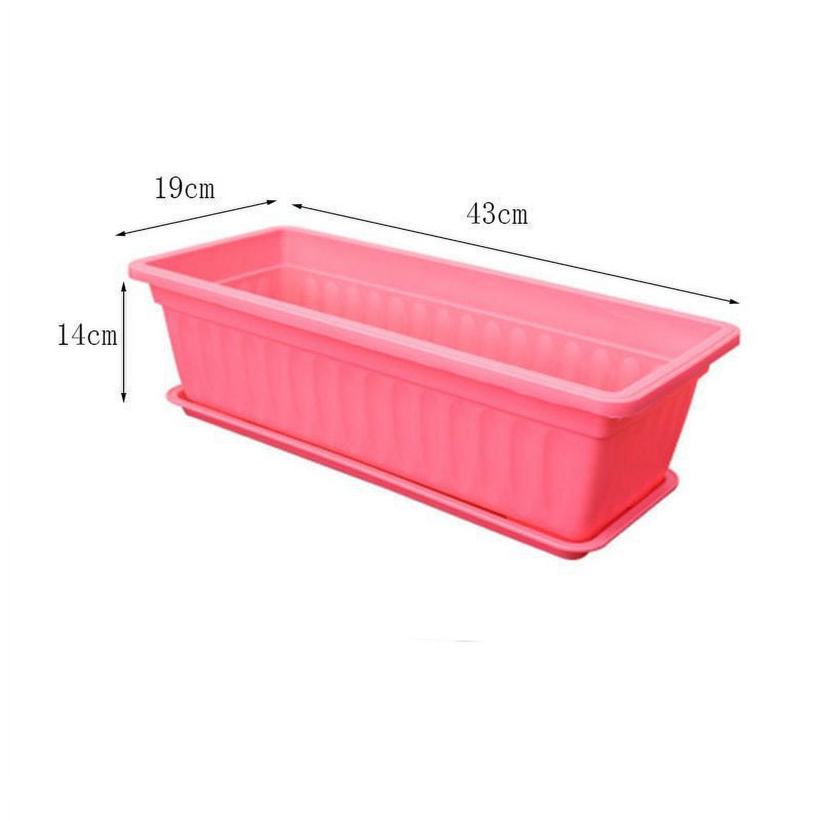 17 Inch Rectangular Plastic Thicken Planters with Trays - Window Planter Box for Outdoor and Indoor Herbs, Vegetables, Flowers and Succulent Plants (1 Pack,Pink) - image 2 of 8
