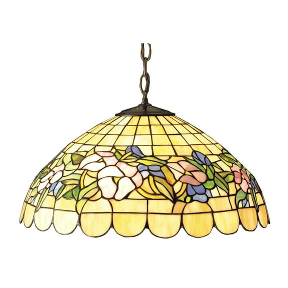 Meyda Lighting 20"W Tiffany Pansy Pendant.603