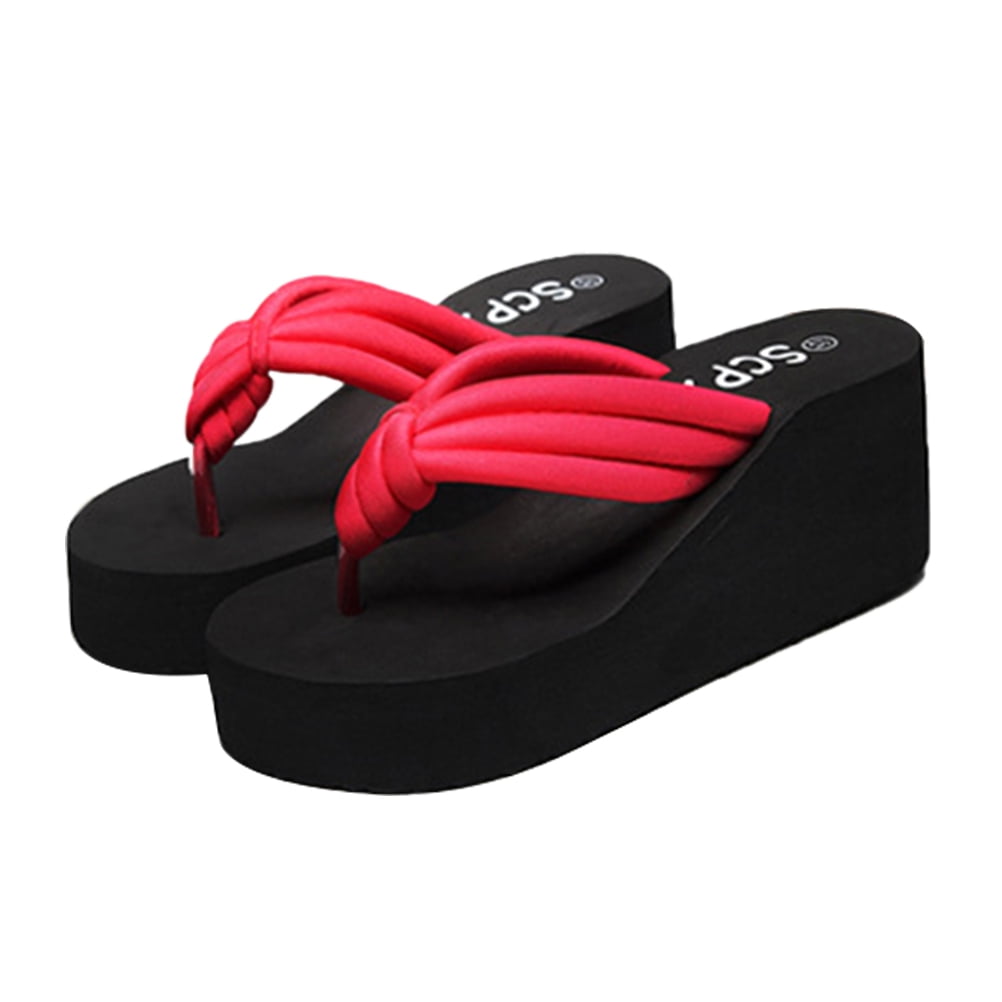 High Heel Platform Slippers Fashion Flops Slope Non-slip Resort
