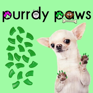 6 Month Supply - Purrdy Paws Green Soft Nail Caps for Medium Dog Nails - Extra Adhesives
