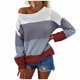 thumbnail image 1 of Gibobby Suéter de Punto Women Fashion Loose Color Contrast Comfortable Long Sleeves Sweater Tops (Azul, XL), 1 of 4