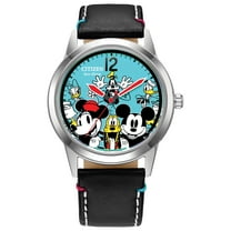 Citizen Unisex Eco-Drive Disney Black Leather Strap Watch AW1235-06W