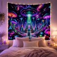 thumbnail image 2 of Alien Space Foreground with Humanoid Smooth Head Wearing, Mystical Fantasy for Space Lovers, Galaxy Room Decor, Graduation Gift, Tapestry Wall Hanging for Bedroom and Dorm, 2 of 7