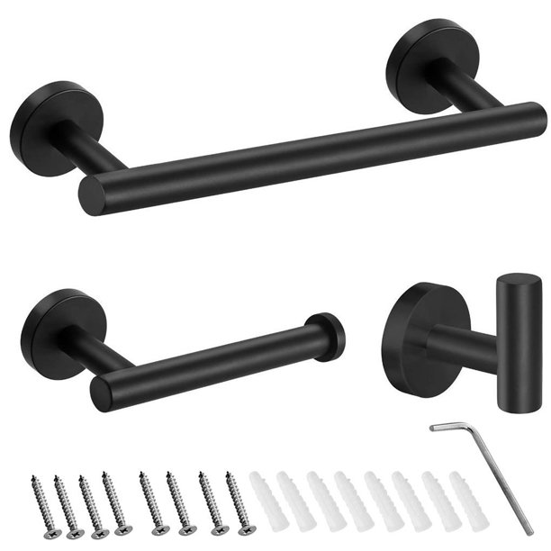 Juego de soporte de pared para baño Cateissary, juego de Toallero de papel higiénico, juego de colgador de toallas inoxidable No.01