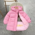 thumbnail image 4 of IVEYRTF Winter Childrens Medium Length Thickened Warm Jacket for Boys and Girls Hooded Long Sleeve Coat Cold Weather Outerwear Kids Puffer Coat(Pink,11 Years), 4 of 8