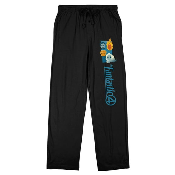 The Fantastic Four: First Steps Character Head Men's Black Sleep Pajama Pants-Medium