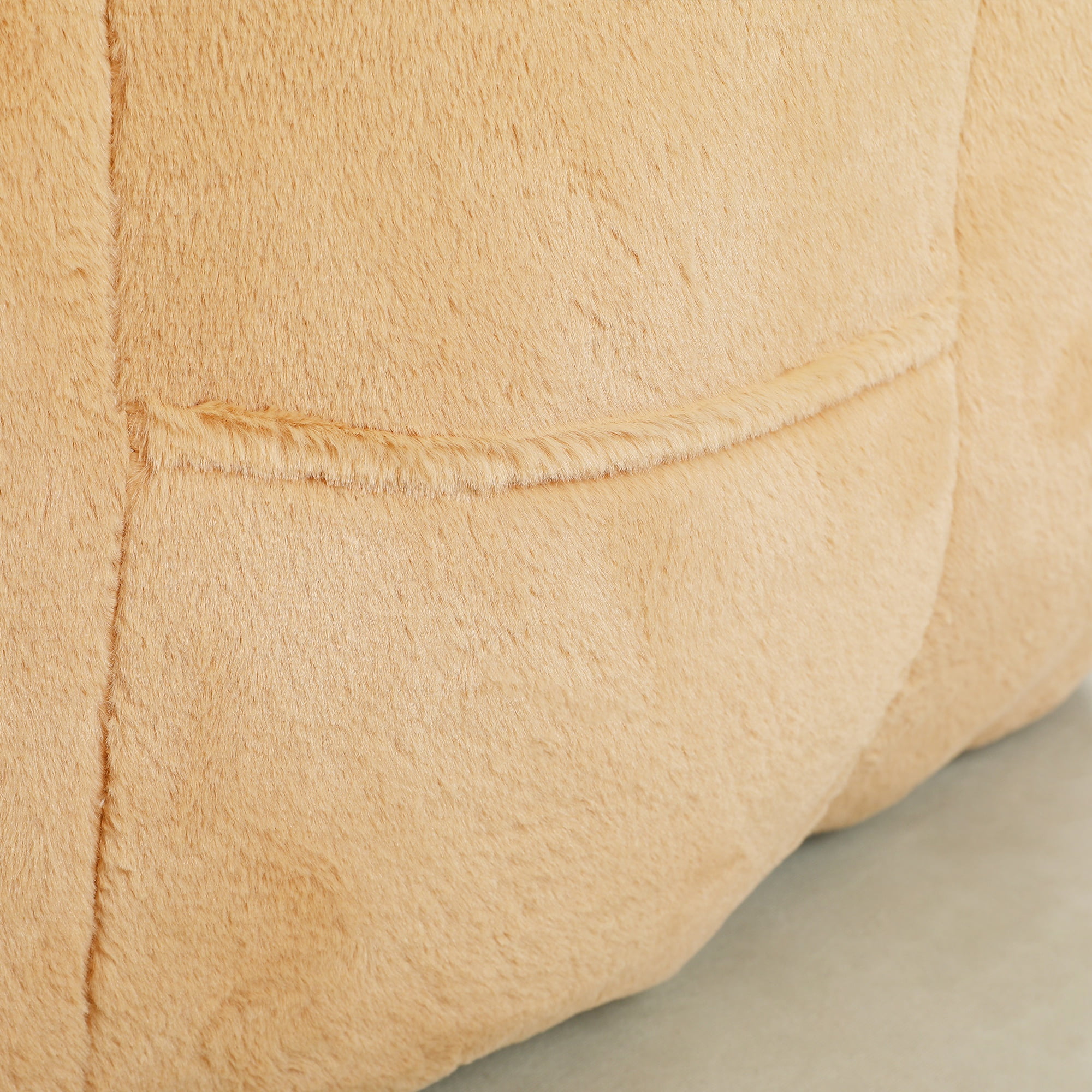 PAPROOS Oversized Bean Bag Chair for Adults, Brown Faux Fur Memory Foam Bean Bag Sofa, Pre-Filled Comfy Lazy Sofa Chair with Removable Cover for Living Room Bedroom Dorm