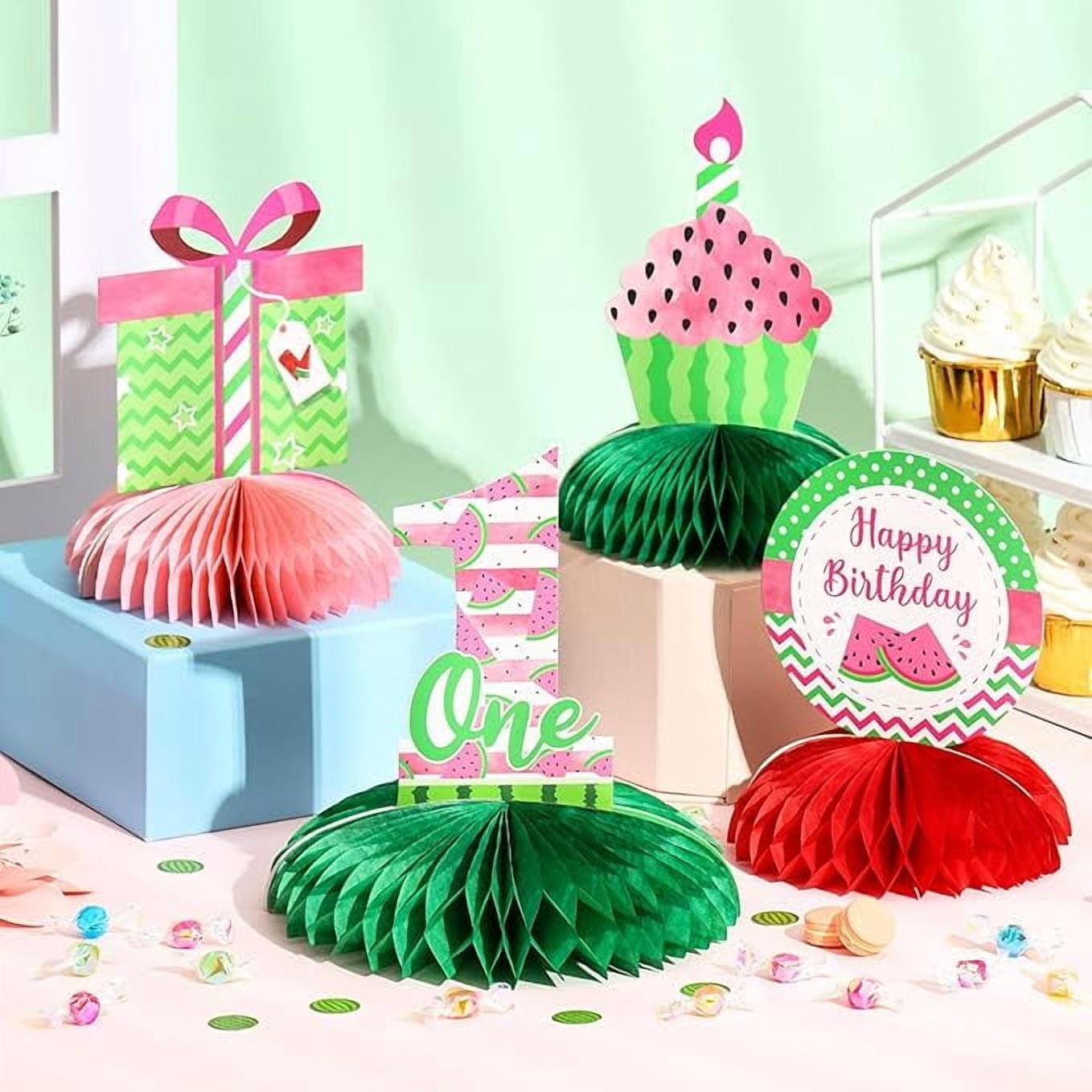 Watermelon Party Decorations,One in a Melon Party Decorations Watermelon Honeycomb Centerpieces, Watermelon 1st Birthday Decor for Summer Fruit Birthday Baby Shower Party Supplies