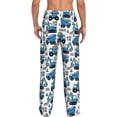 thumbnail image 3 of Uemuo Blue Excavator Pattern Men's Wide Leg Palazzo Lounge Pants with Pockets Light Weight Loose Comfy Casual Pajama Pants-Small, 3 of 9