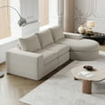thumbnail image 3 of 99-Inch Chenille Cloud Curved Sectional Sofa with Chaise, L-Shaped Modern Boneless Couch with Deep Seats, Chenille Sectional Sofa for Living Room and Bedroom, No Assembly Required (Beige), 3 of 11