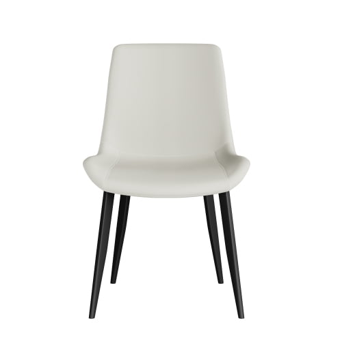 PU Leather Dining Chairs Set of 4, Modern Upholstered Kitchen Chairs with Metal Legs for Dining Room, Restaurant, Living Room, Meeting Room, Cream white
