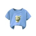 thumbnail image 2 of Girl's Cute Graphic Tees Short Sleeve Crewneck T Shirt Tops Light Blue 2-3 Years, 2 of 3