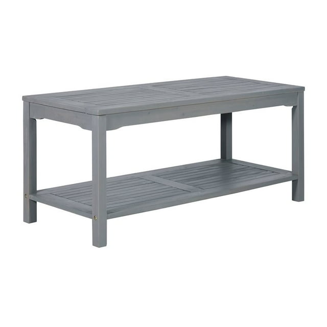 Walker Edison Table Basse Patio Extérieur en Bois d'Acacia Massif en Lavis Gris