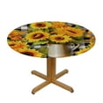 thumbnail image 3 of JEUXUS Sunflower Round Tablecloth Spring Summer Flower Black Buffalo Plaid Yellow Floral Decorative Table Cloth with Dust-Proof Resistant Decor for Home Kitchen Dining Room Outdoor Patio, 3 of 7