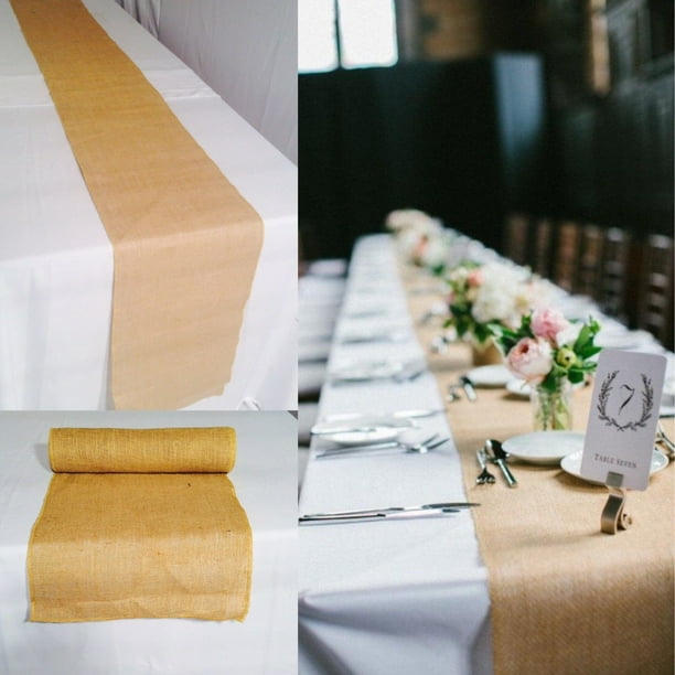 Jute Burlap Table Decor Wedding Shows, Round Tables With Burlap Runners