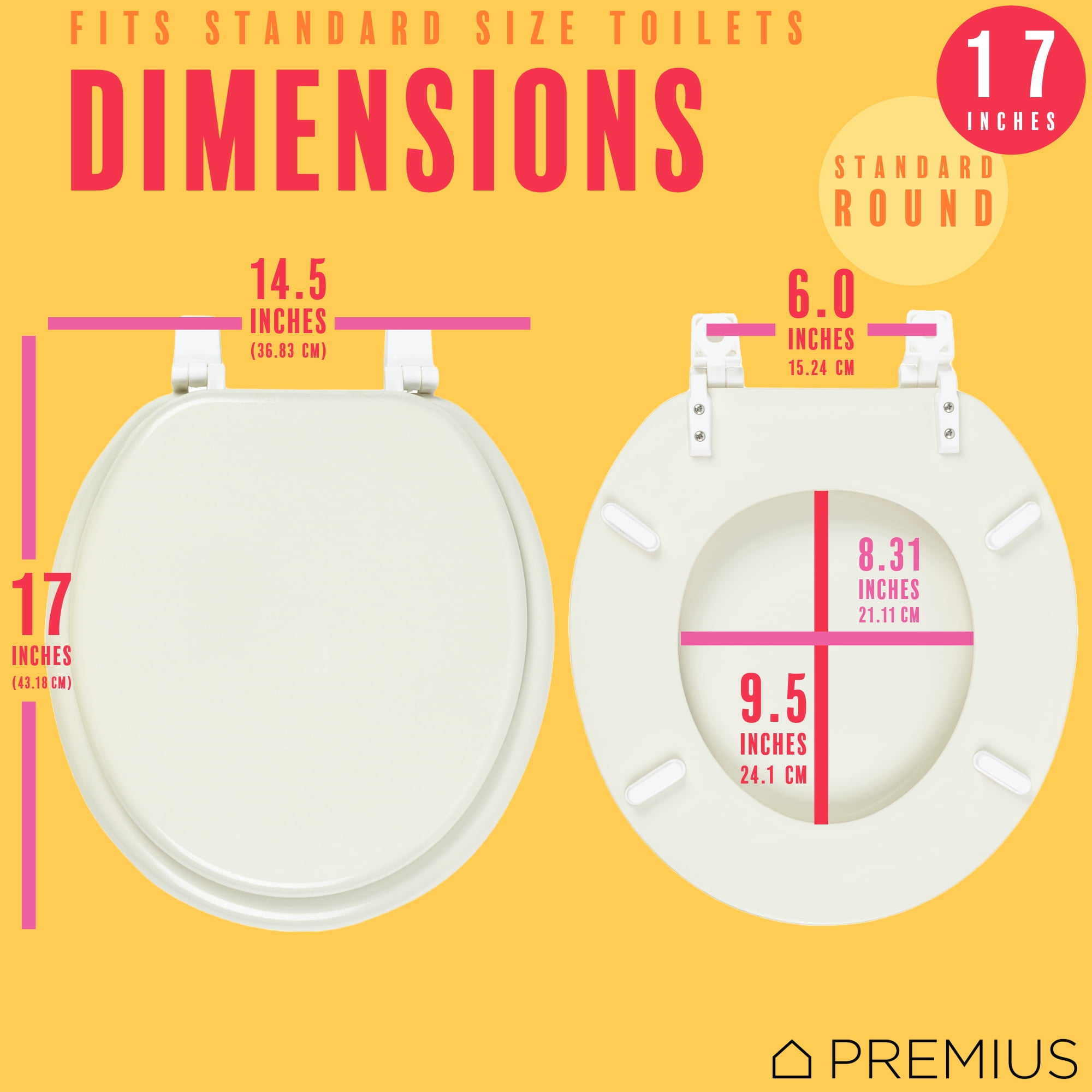 PREMIUS Wood Toilet Seat, Beige, Standard Round, 17 Inches