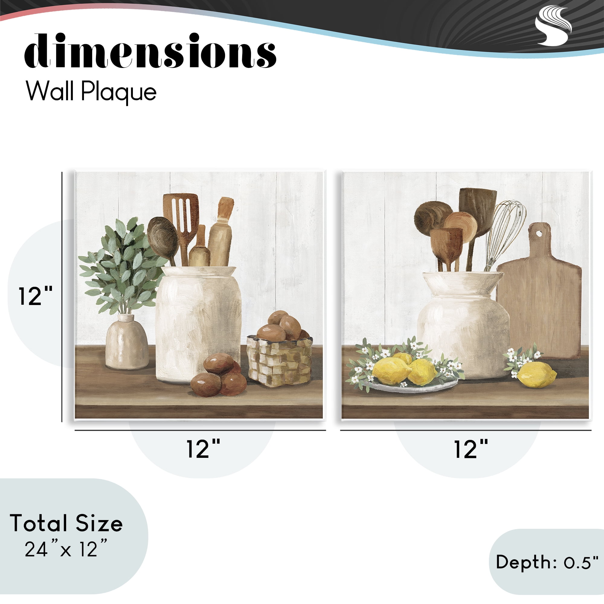 Stupell Industries Country Kitchen Setup 2 Piece Wall Plaque Art Set, design by White Ladder