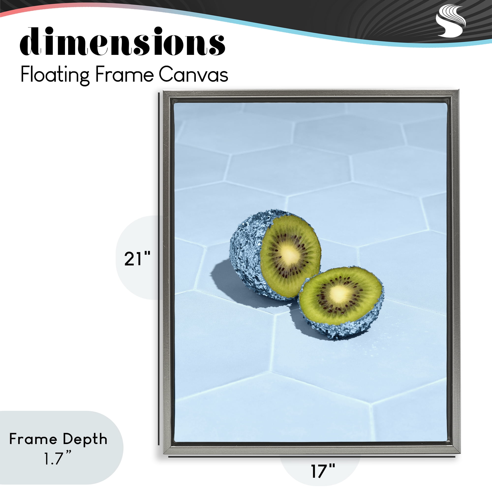 Stupell Industries Blue Glimmer Kiwi Gray Framed Floater Canvas Wall Art, design by LISH Creative