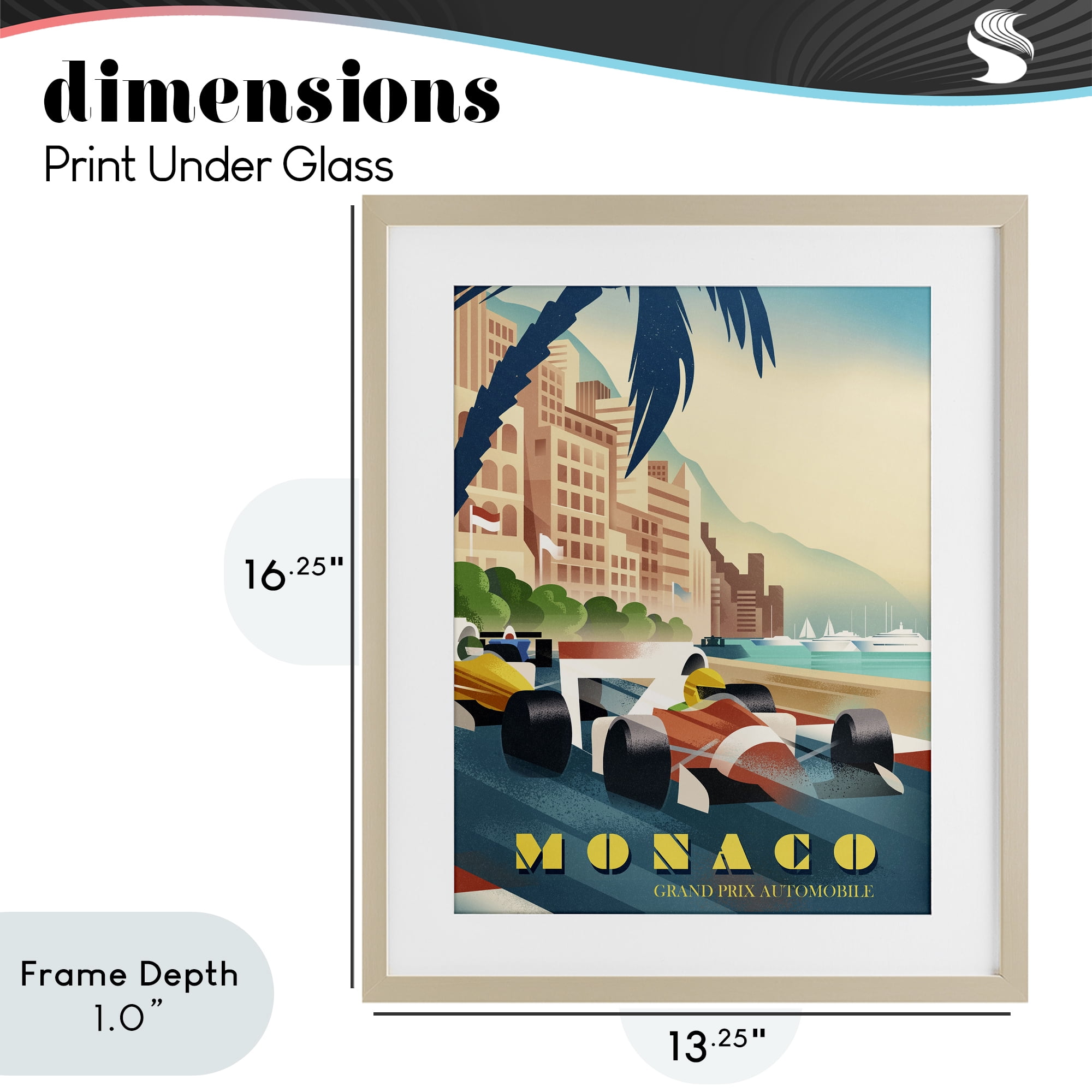Stupell Industries Monaco Grand Prix Racing Birch Framed Print Under Glass, design by Martin Wickstrom
