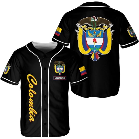 Personalized Colombia Baseball Jersey Shirt, Colombian Flag Jersey, Colombian Pride Jersey for Men and Women (S)