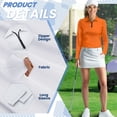 thumbnail image 6 of Yuyamidu Orange Womens Golf Shirt Zip Up Collared Shirts Breathable Long Sleeve Tennis Athletic Top for Women Golf Activewear Clothes Size S, 6 of 8