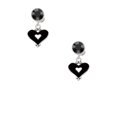 thumbnail image 2 of Delight Jewelry Silvertone Black and White Enamel Heart Black Crystal Clip on Earrings, 2 of 5