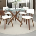thumbnail image 2 of MidCentury Modern Faux Leather and Wood Dining Chair White and Walnut, 2 of 5