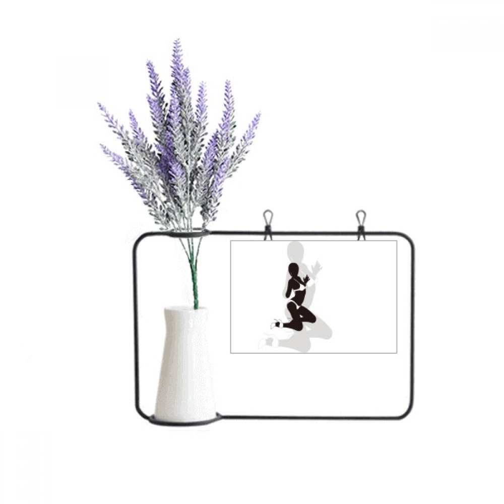 Hot Women Kneel Bikini Gal Artificial Lavender Flower Vase Bottle Card