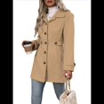 thumbnail image 2 of Abrigo Clásico de Invierno para Mujer con Bolsillos y Botonadura Sencilla. Caqui L, 2 of 9