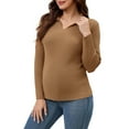 thumbnail image 4 of INSPIRE CHIC Womens Maternity Tops Sweater Long Sleeve Turndown V Neck Tunic Blouse Pregnancy Clothes L Brown, 4 of 6