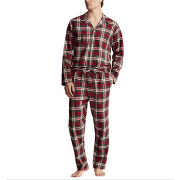 Polo Ralph Lauren Men's Plaid Flannel Pajama Set Bennington Plaid Red Large