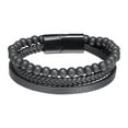 thumbnail image 2 of LEHOZIHEQ Leather Beads Bracelets for Men, Braided Leather Tiger Eye Lava Rock Stone Bracelets for Men with Stainless Steel Magnetic Clasp, Mens Leather Beaded Bracelets Jewelry Anxiety Stress Relief, 2 of 3