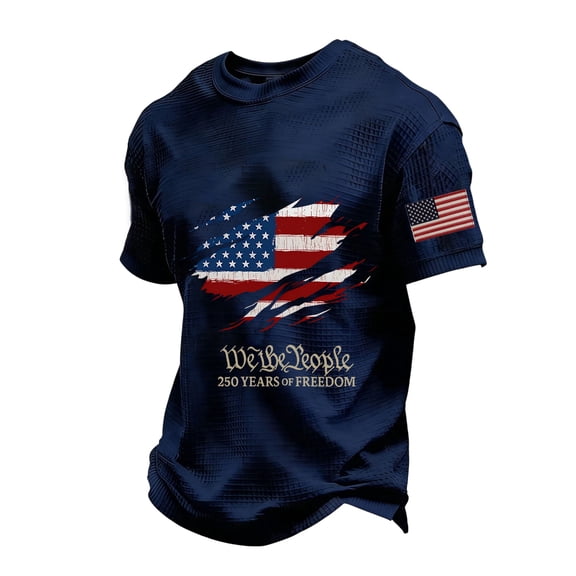 Trgacdwlo Waffle 4th Of July Shirts for Men Independence Day 1776-2026 America 250 Shirt Flag Print Men Shirts Short Sleeve