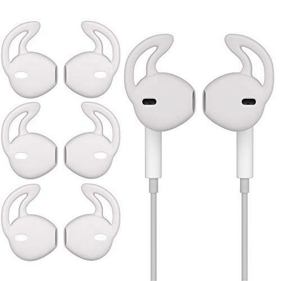 Ear Gel Covers Anti-Slip Silicone Soft Replacement Sport Earbud Tips Comfortable 4 Pairs (White)