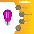 thumbnail image 2 of Sunlite LED S14 String Light Bulb, 2 Watts (25W Equivalent), Medium E26 Base, Party Decoration, Holiday Lighting, Transparent, Dimmable, UL Listed, Purple, 6 Count, 2 of 5