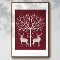 thumbnail image 2 of Christmas Des - Deer and Heart Tree, Grey on Red - Framed Gallery Wrapped Holiday Canvas - 25 x 37 - Rosewood Frame, 2 of 8