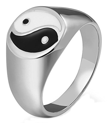 Stainless Steel Ring for Men Rectangular Gemstone Great Wall Pattern Biker Gothic Ring Aokarry
